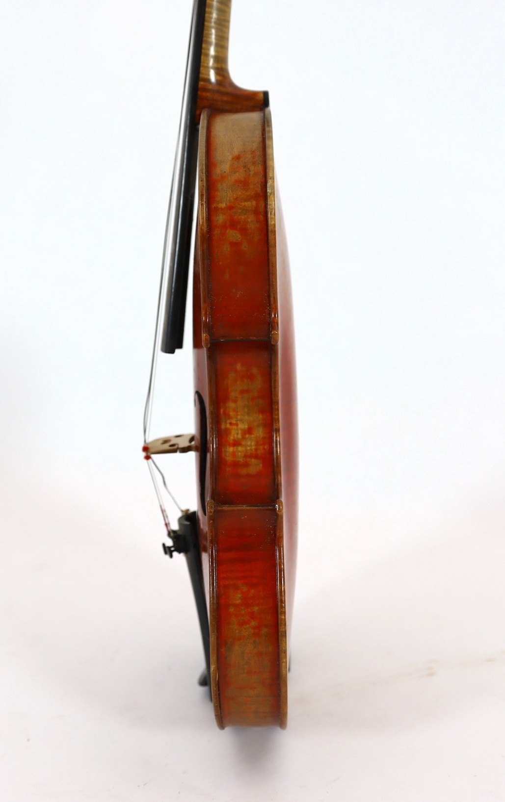 W.E.Hill & Son. An early 20th century violin bow, 74cm, violin back 37cm, overall is 59cm